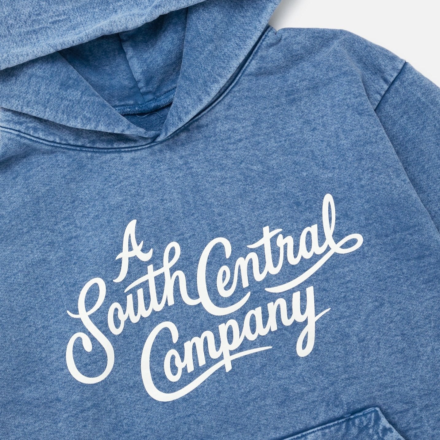 Bricks & Woods South Central Script Hoodie Washed Indigo Steel Blue