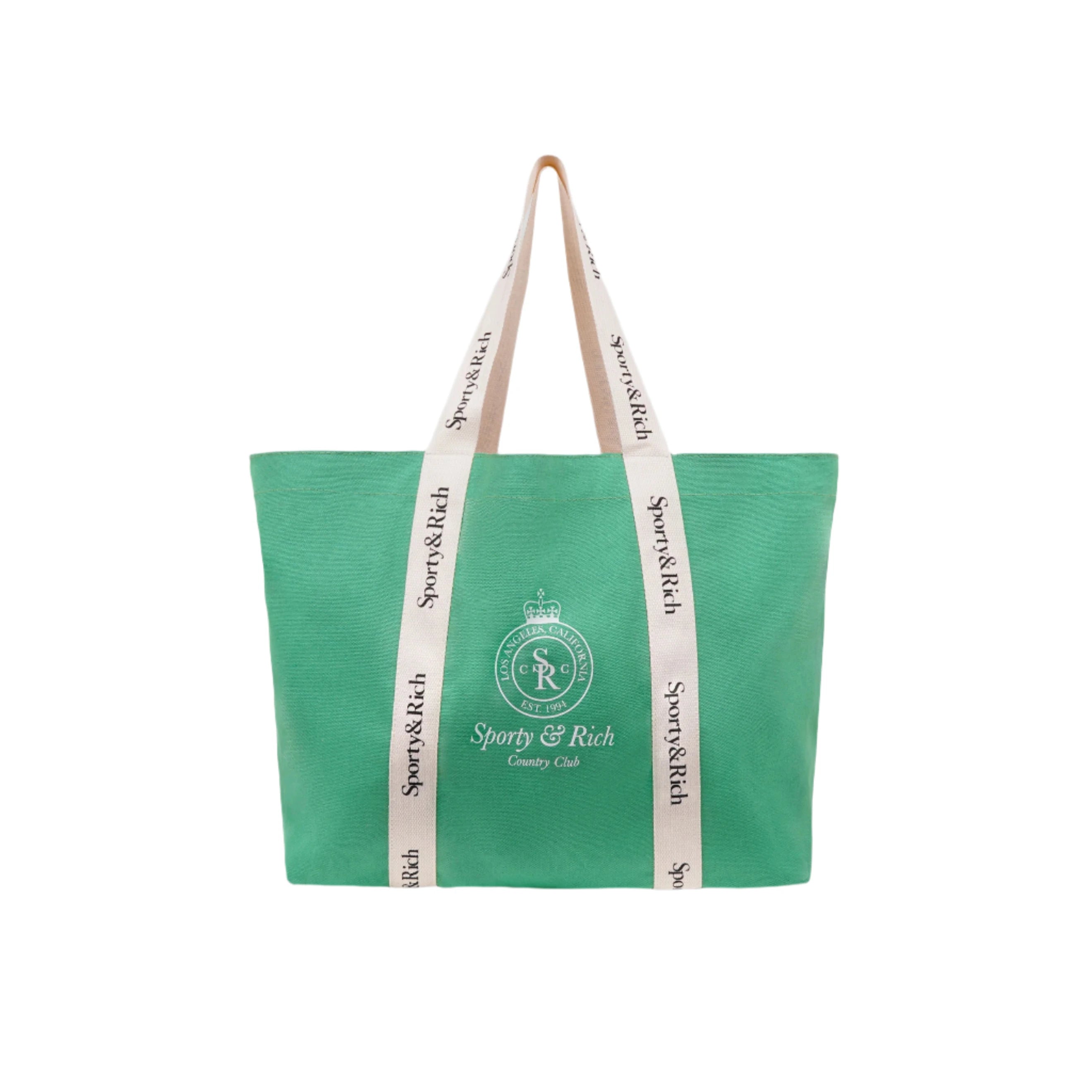 Sporty & Rich Crown Logo Club Tote Bag Verde/White Medium Sea Green