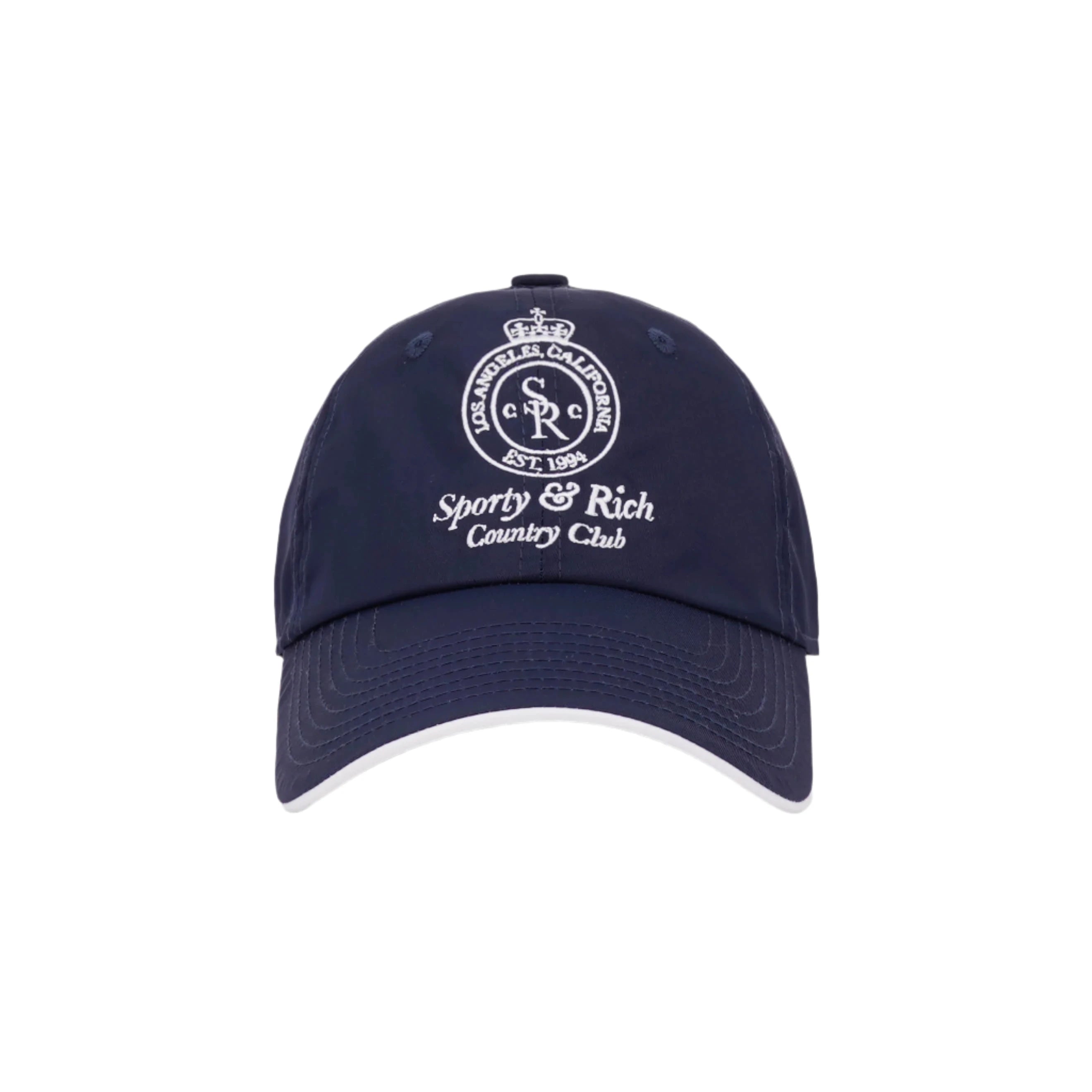 Sporty & Rich Crown Logo Nylon Hat Navy/White Dark Slate Gray