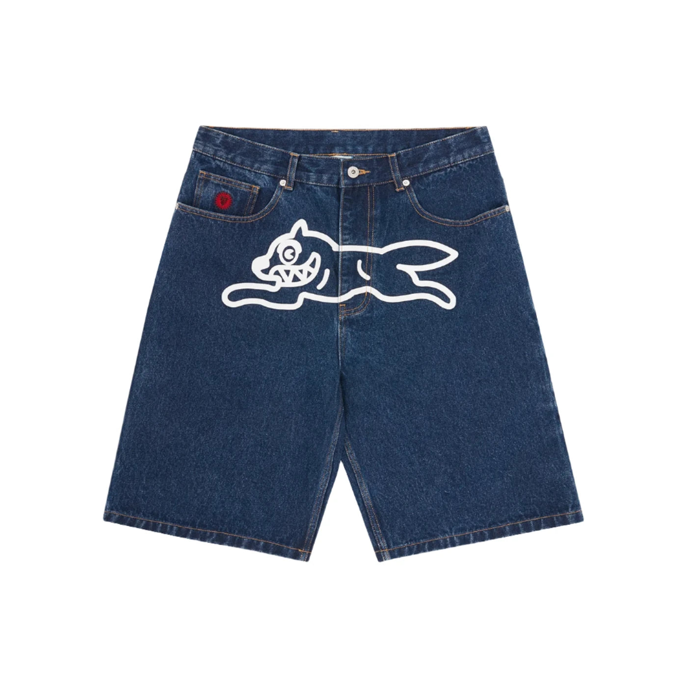 ICECREAM Running Dog Denim Shorts Indigo Dark Slate Gray