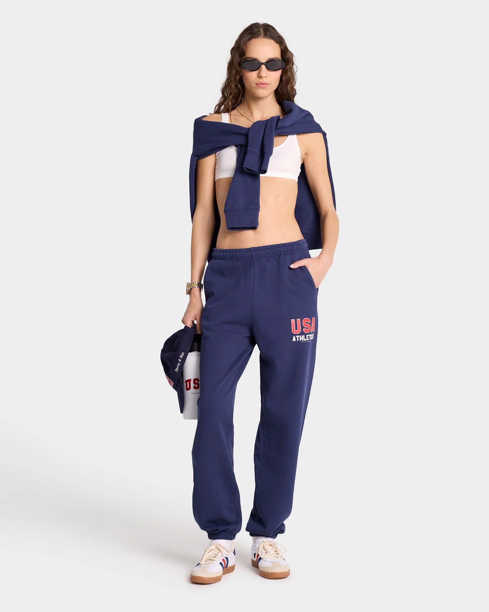 Sporty & Rich USA Athletic Sweatpant Navy Lavender