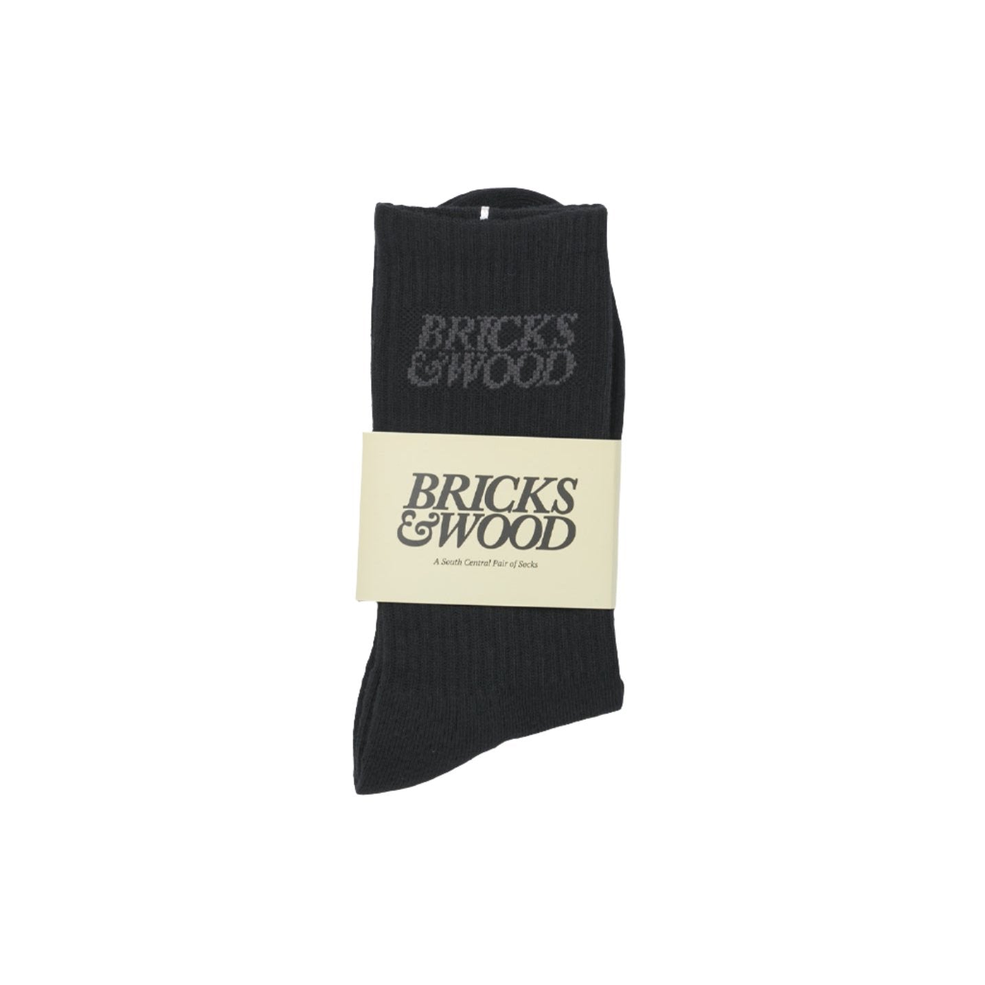 Bricks & Wood Script Logo Socks Black Light Gray