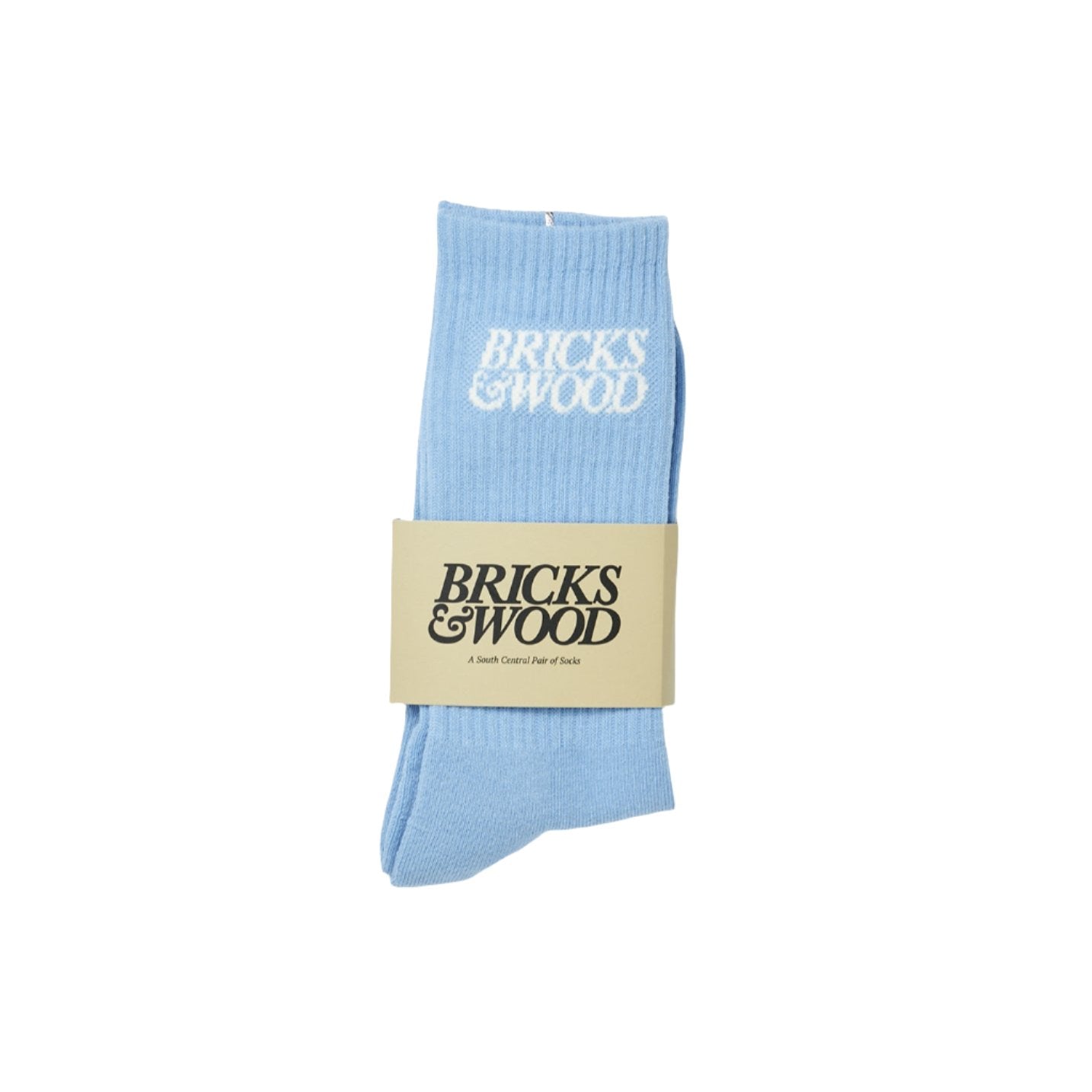 Bricks & Wood Script Logo Socks Sky Blue Light Steel Blue