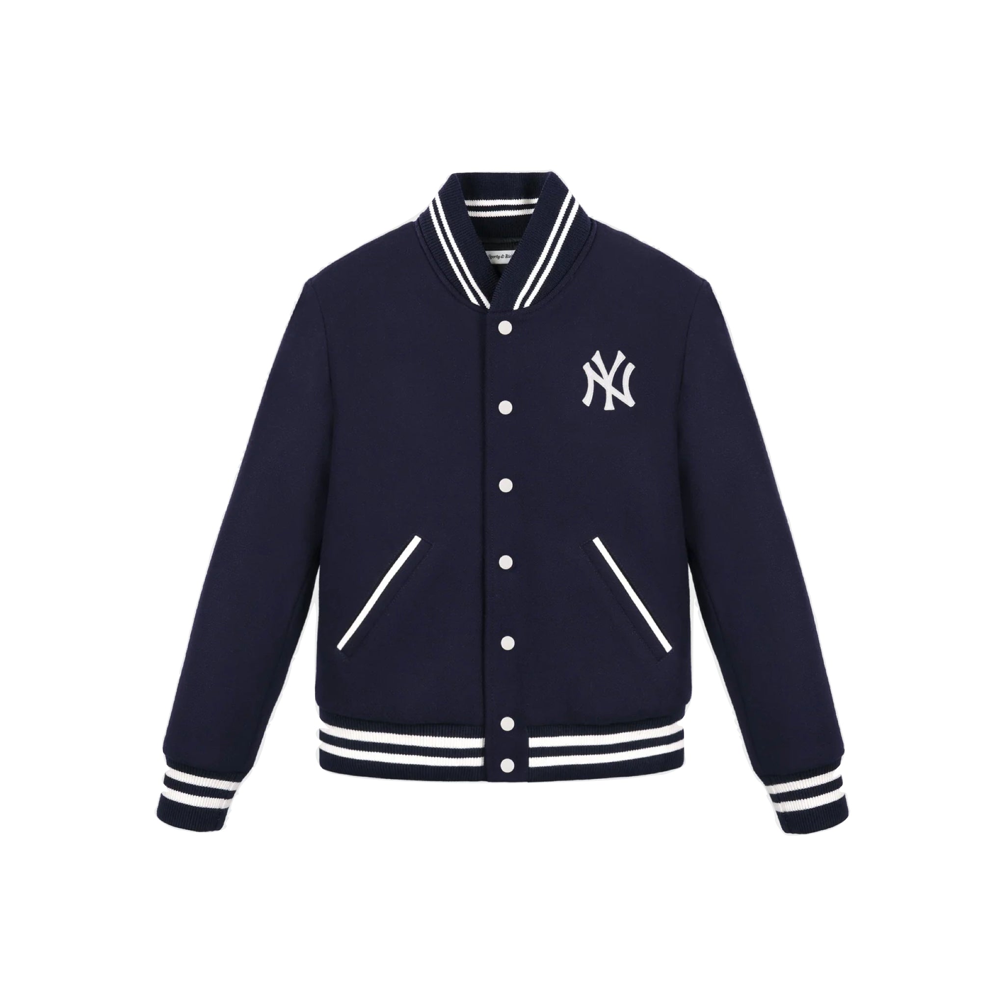 Sporty & Rich Yankees Serif Varsity Jacket - Navy/White Dark Slate Gray