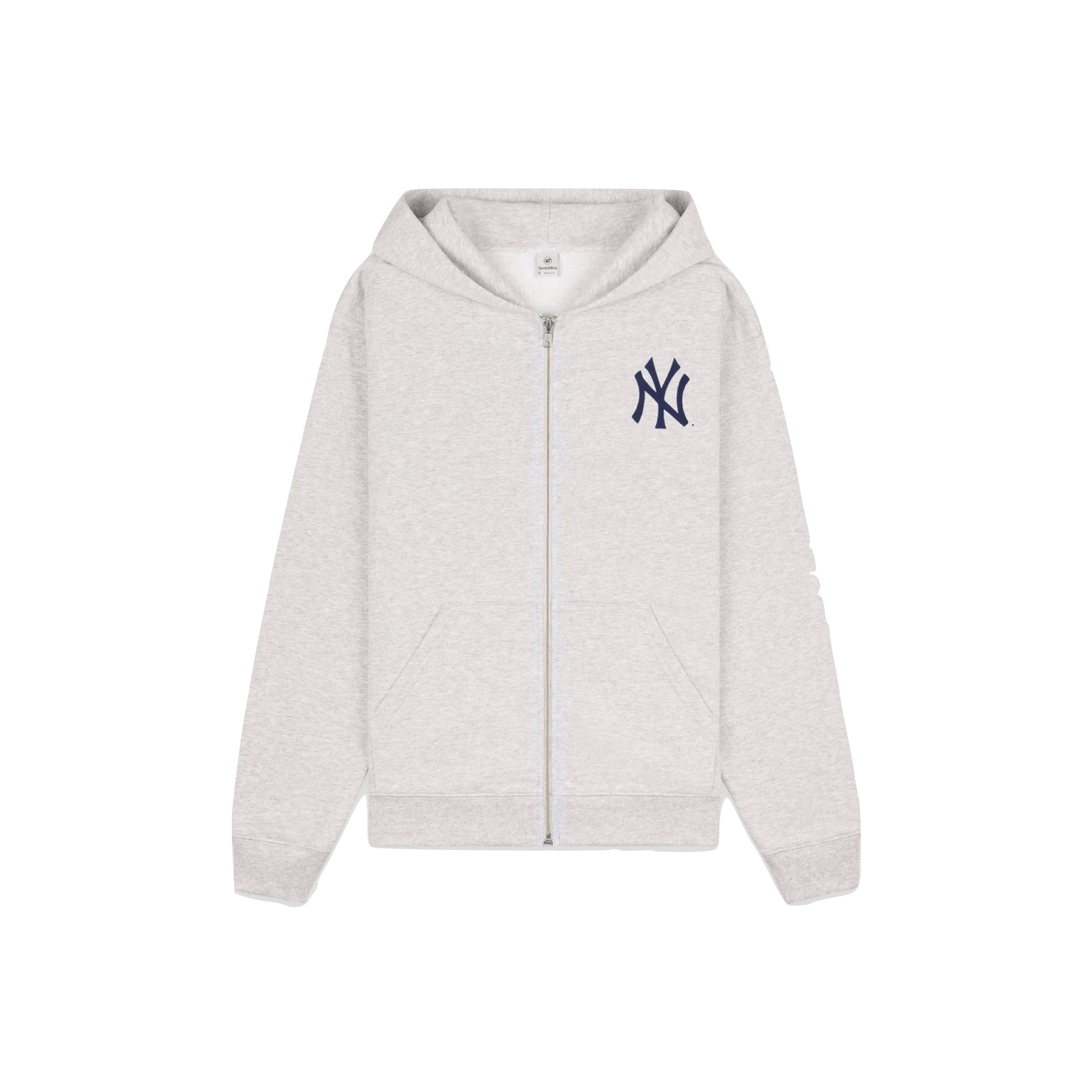 Sporty & Rich Yankees Serif Zip Hoodie - Heather Gray/Navy Light Gray