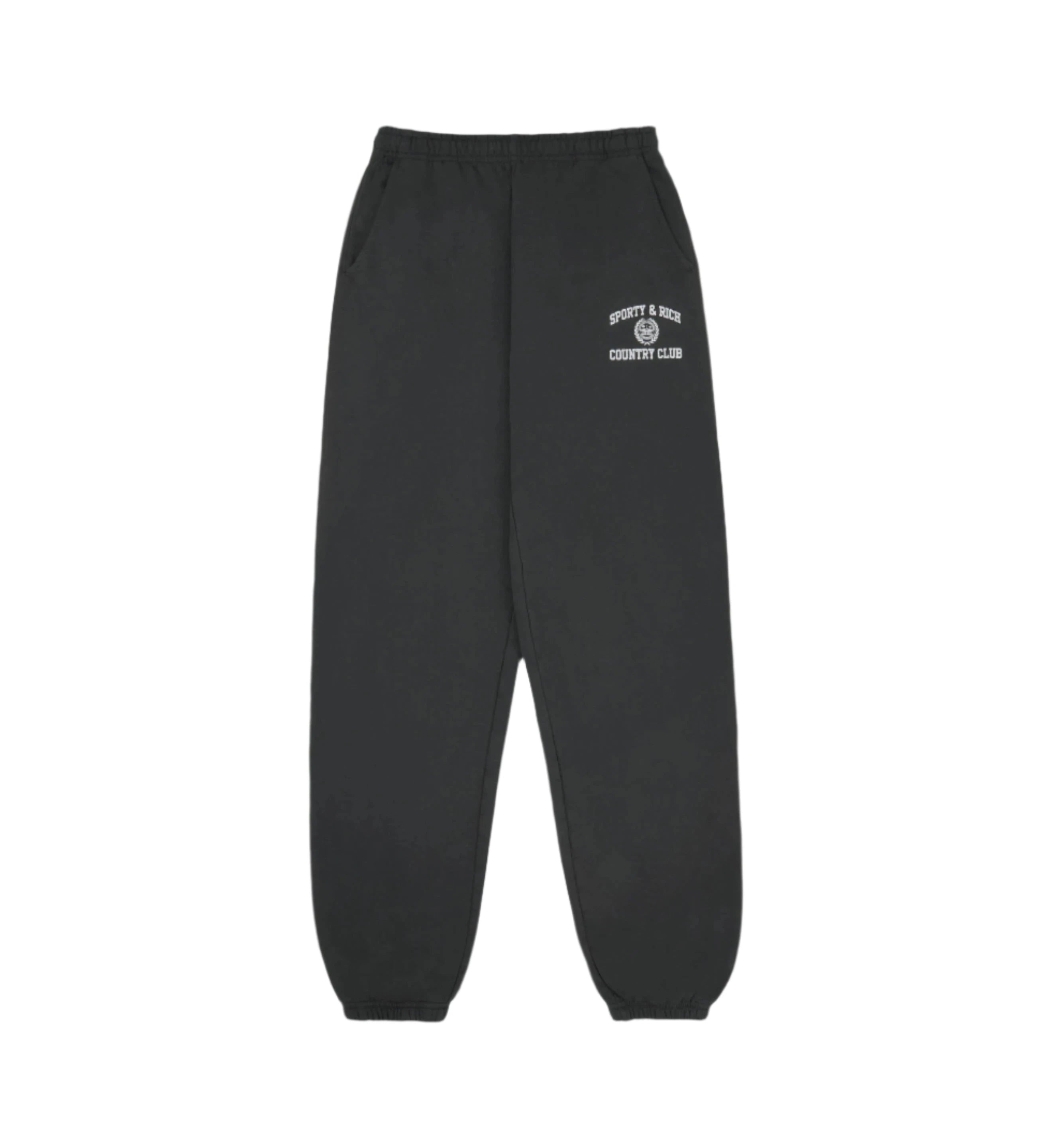 Sporty & Rich Varsity Crest Sweatpants Faded Black/White Dark Slate Gray