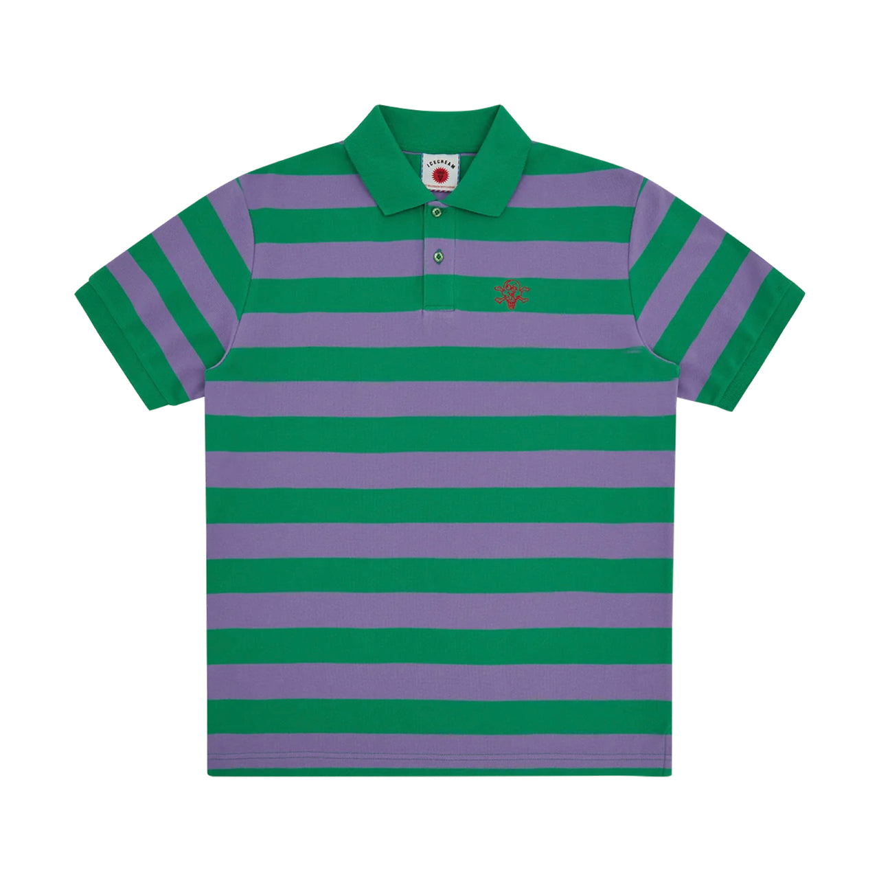 ICECREAM Striped Polo Green Stripe