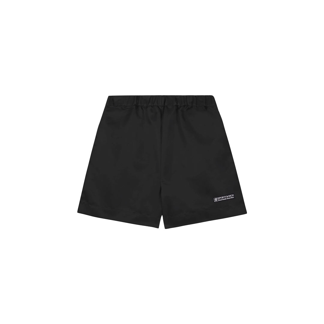 Sporty & Rich Good Health Nylon Shorts Black/White Dark Slate Gray