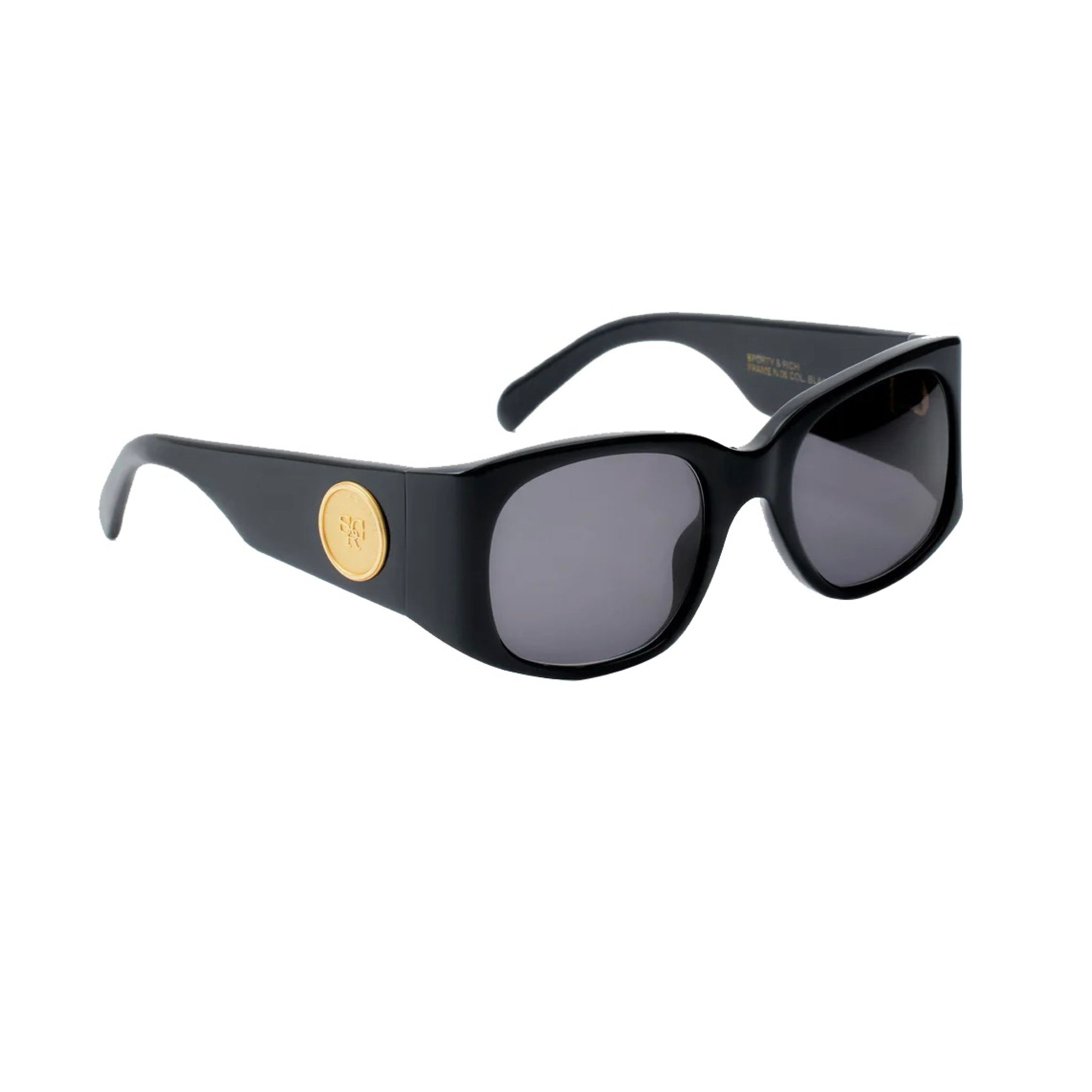 Sporty & Rich Frame N.06 - Sunglasses (Black) Dark Slate Gray