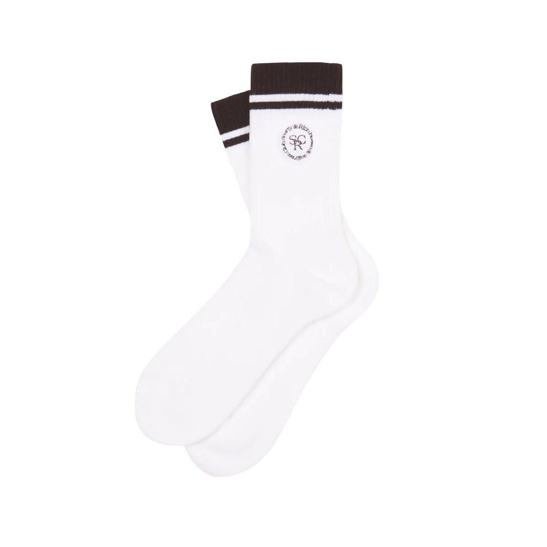 Sporty & Rich SRHWC Embroidered Socks White/Navy White Smoke