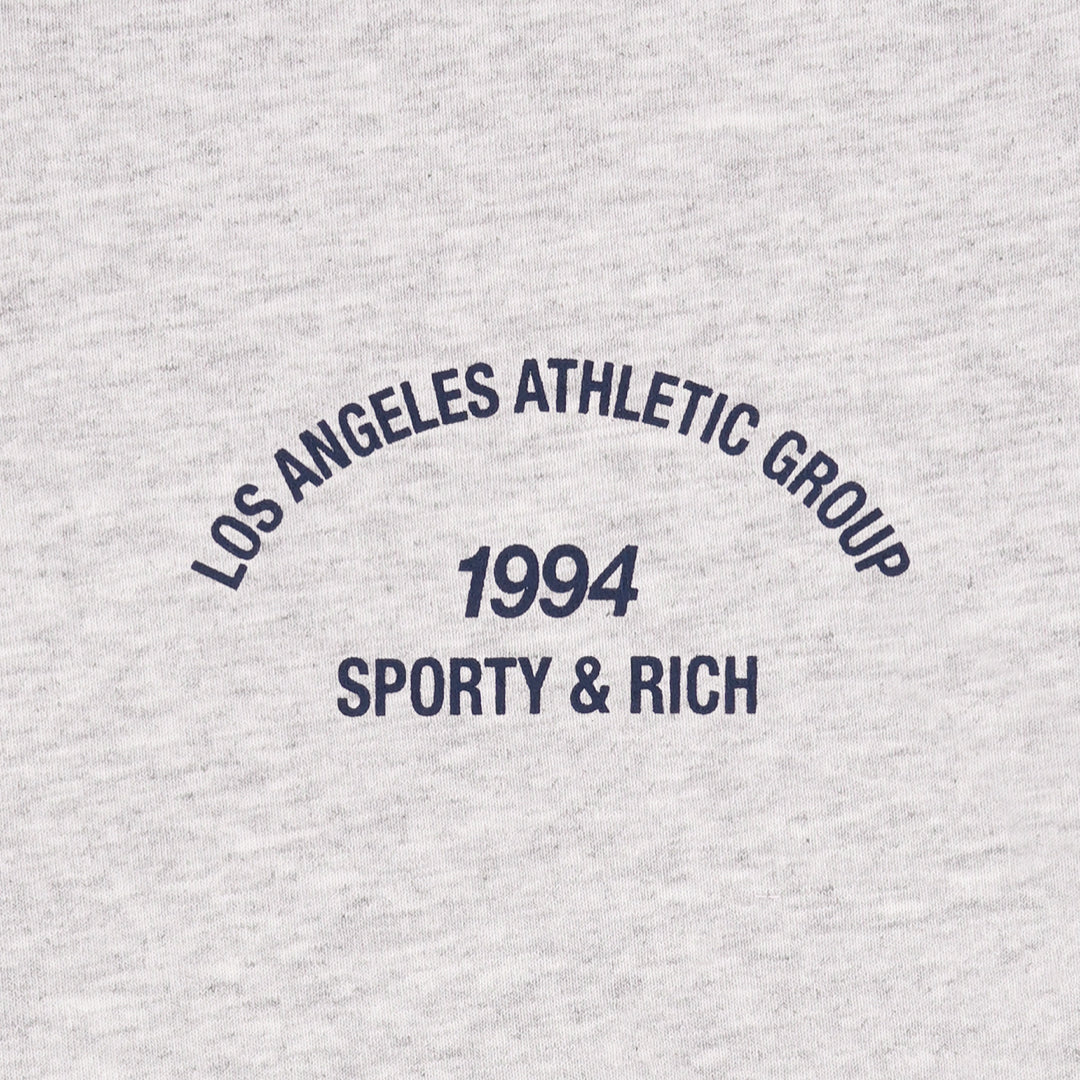 Sporty & Rich LA Athletic Group Zipped Cropped Hoodie Heather Gray/Navy Light Gray